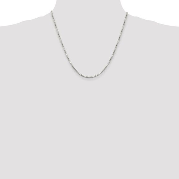 2mm Sterling Silver, Solid Box Chain Necklace, 20 Inch